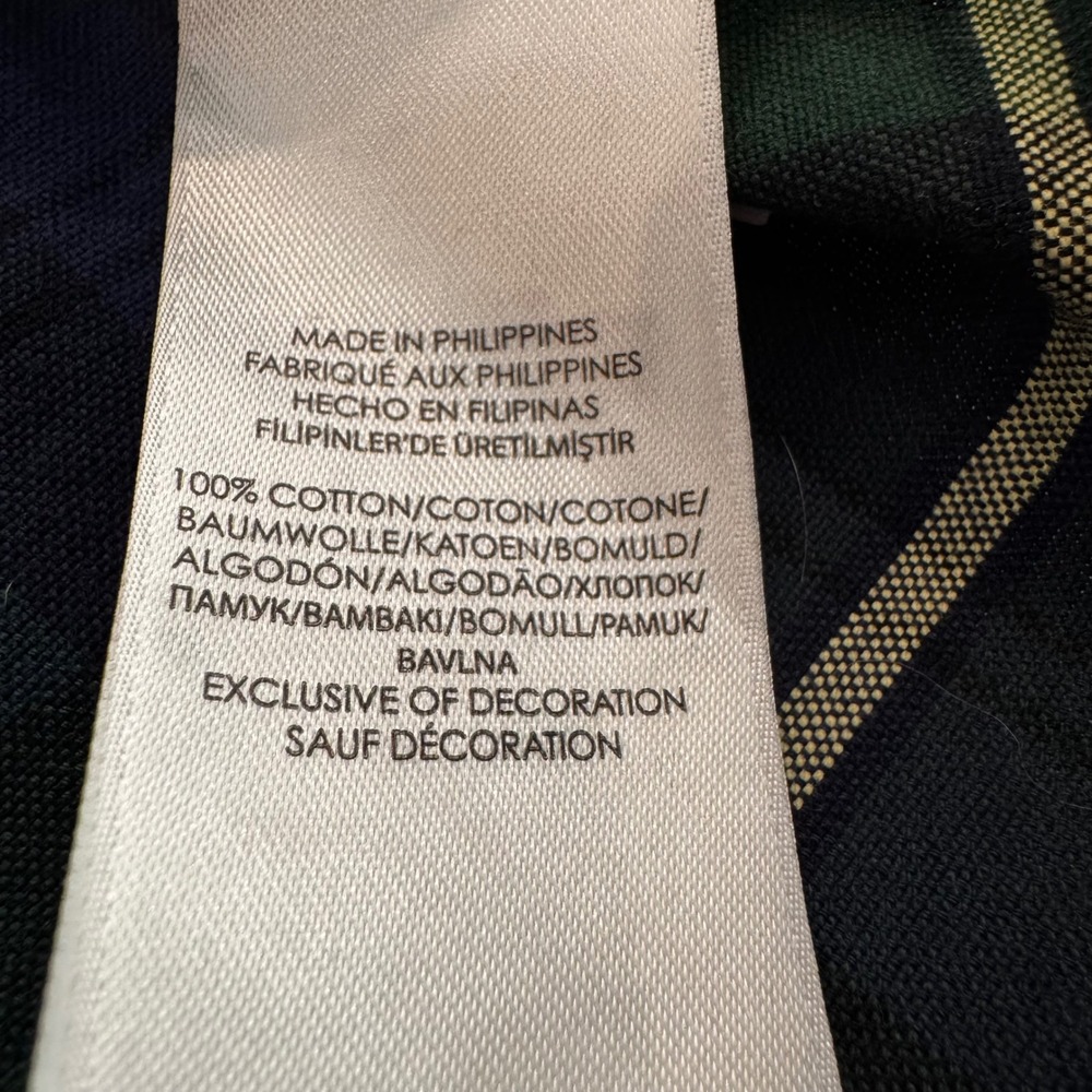 Ralph Lauren Mens Plaid Button Down Shirt Navy Green Red Cotton Large Pony Logo - Picture 8 of 9